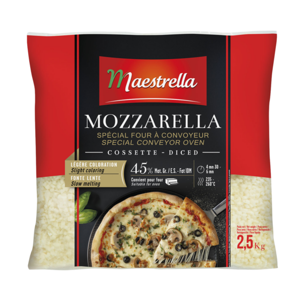 Maestrella Mozzarella | 2,5 kg | Premio kostka | 45% tłuszczu